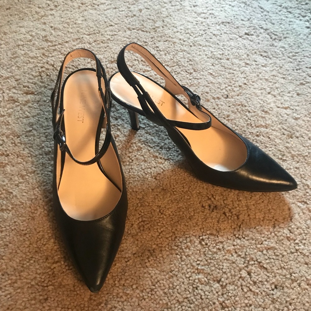 Nine West Sling Back Black Heels Pumps